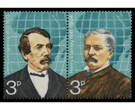 1973 British Explorers 3p horizontal se-tenant pair, gold (Queen's head) omitted (SG 923ab), fine u/m, cat £300