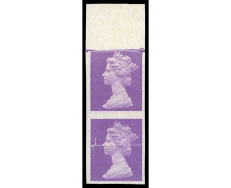 1973  Machin head trial, undenominated, plate proof in lilac, on cream paper, top marginal, vertical, pair, as used in 1973 J