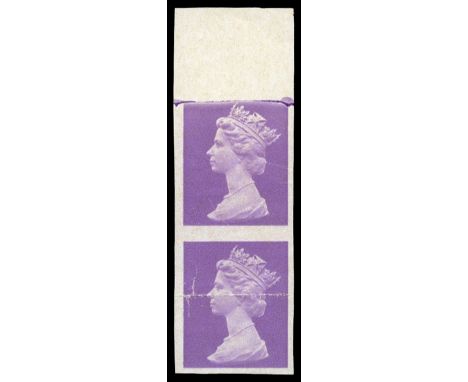 1973  Machin head trial, undenominated, plate proof in lilac, on cream paper, top marginal, vertical, pair, as used in 1973 J