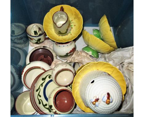 Set of six Carltonware sunflower shallow dishes, (one at fault), Beswick preserve pot with cover and a small quantity of West