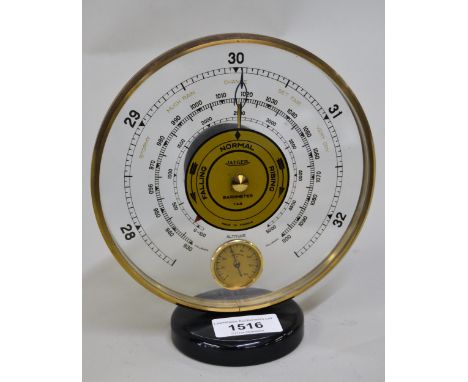 Jaeger circular glass barometer/ thermometer, 16cms diameter 