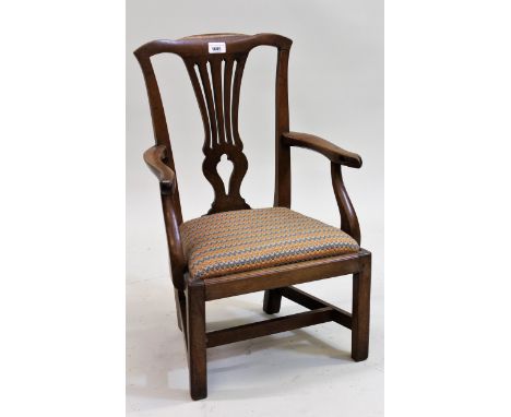 George III mahogany child's chair in Chippendale style64cm high x 42cm wide x 32cm deepOld repair & damage to arm with piece 