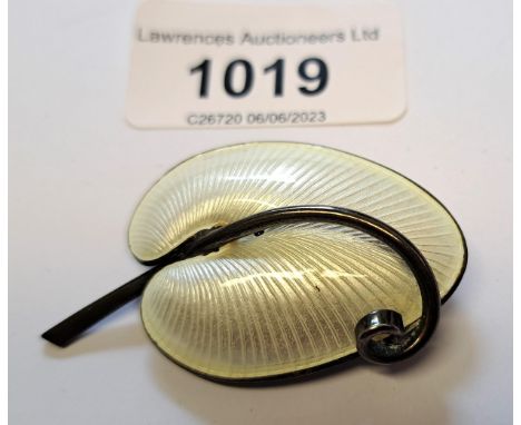 Danish sterling silver white enamel broochCondition is generally very good, with just one very small chip to the enamel which