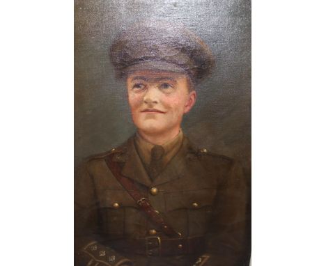 J. Linnell Chance, oil on canvas, portrait of Captain W.H. Dunn, unsigned, labelled verso, 69cms x 52cms, unframedNeeds a cle