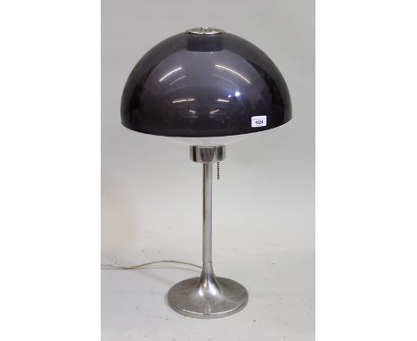 Robert Welch, 1960's mushroom form table lamp with grey Perspex shade, on polished aluminium baseIn good condition, no cracks