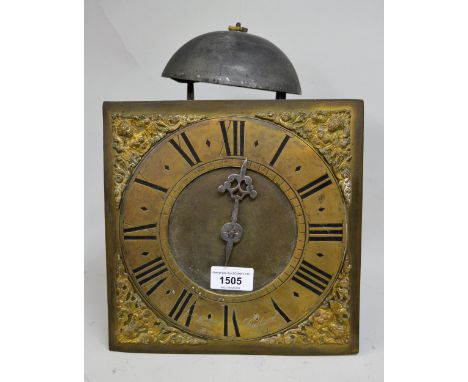 Rare thirty hour birdcage longcase clock movement with a square brass dial, signed William Budgen, Reigate, circa 1715, singl