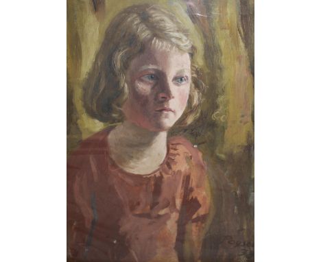 1930's Oil on board, half length portrait of a girl, signed Poyser and dated '38, 49cms x 42cms, gilt framed, together with a