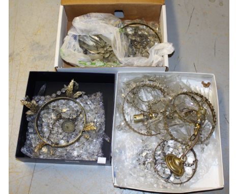 Quantity of various brass and glass bag light fittings 