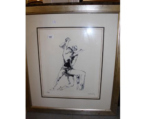 Z. Heindel, Limited Edition coloured print No.448 of 500, study of dancers, framed, 47cms x 40cms, together with a framed Lim