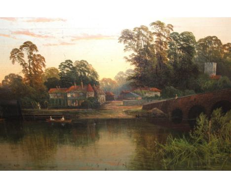 R. Allan, pair of oil paintings on canvas, views on the River Thames, signed R. Allan, 36cms x 61cms, gilt framed 