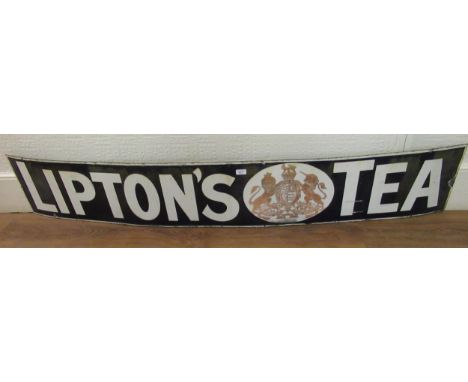 Large 19th / early 20th Century Lipton's tea enamel sign with Royal Coat of Arms, 6ft 12ins 