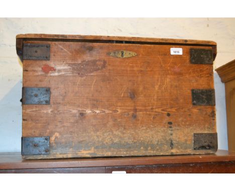 19th Century metal bound pine trunk 