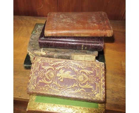 Small 17th Century French prayer book ' Pratique de la Confession ', leather bound (at fault), together with small 18th Centu