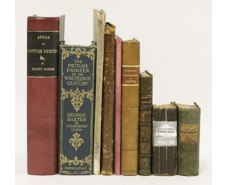 1- Adams, Thomas: Typographia: or, the Printer's Instructor.. Philadelphia: L. Johnson & Co, 1858, 6th. edn. PP: viii, 7-286.