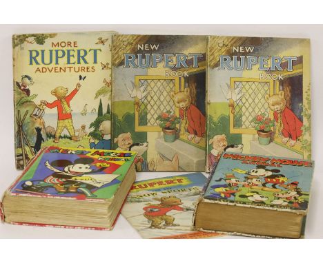 1- RUPERT BEAR: 3 Titles, plus a duplicate: More Rupert Adventures; The Daily Express, n.d. inscribed 1943; 3s. 6d. original 