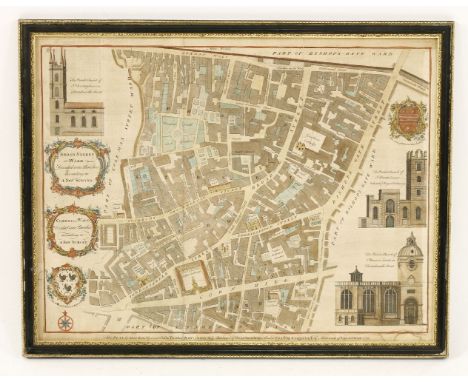 Benjamin Cole A CITY OF LONDON WARD MAP OF  BREAD STREET WARD AND CORDWAINERS WARD Street map, 1755,  24.5 x 36.5cm, together