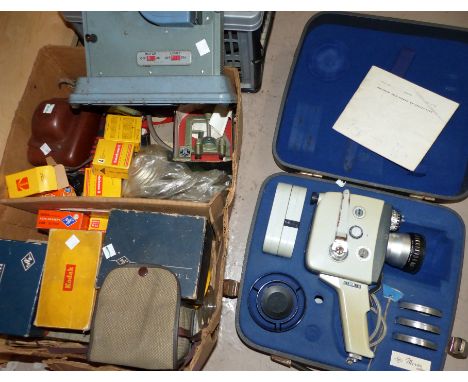 A cased vintage 'Movex Reflex' cine camera and other vintage cameras and photographic equipment