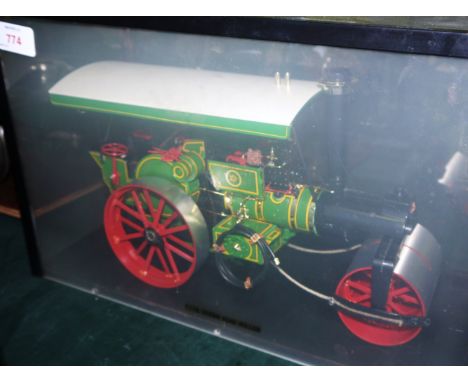 A 1/16 scale model of a steam road roller, cased 16''