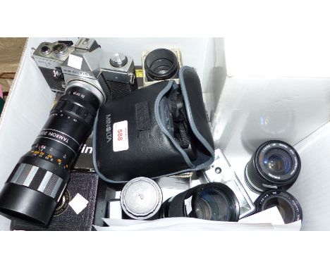 Minolta * binoculars and assorted cameras and lenses