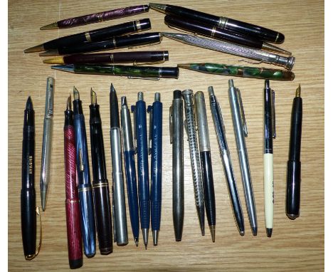 Approximately 20 vintage fountain pens, biros & propelling pencils