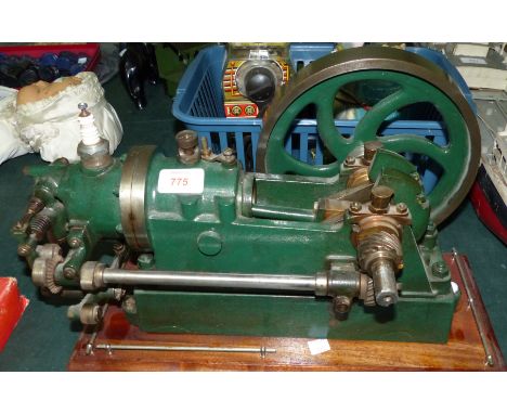 A large scale Stewart gas internal combustion engine on wood plinth, stationary 17''