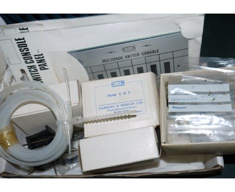 H&M equipment incl. a point motor with secondary switcher etc. 2 solenoid switches; 2 switch consoles; 2 point solenoid motor