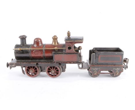 Märklin englische B-Dampflok R 1020, Spur 0, uralt, HL, mit falschem 2A-Tender, Uhrwerk intakt, mit Umschalter und Bremse, Al