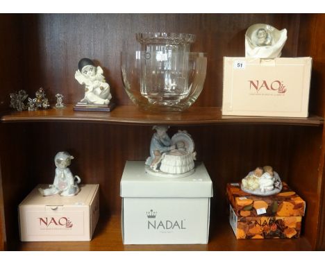 Various ornaments, Swarovski, Nao, glassware, etc.