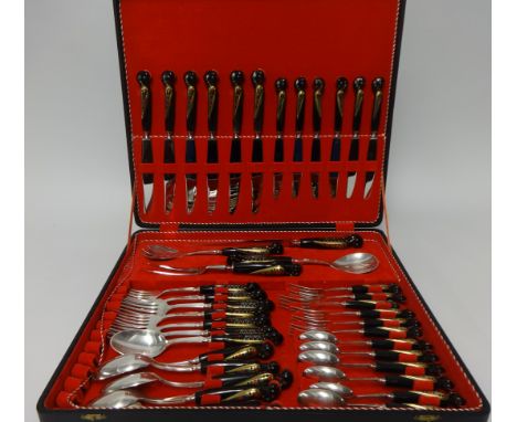 Two cased cutlery sets including S & A Haddad, Lebanon and Thailand nickel bronze sets