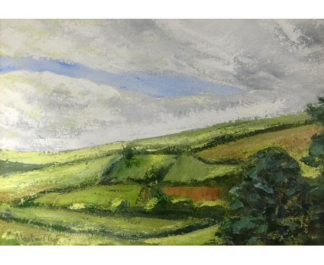 Signed oil on canvas 'Flying Geese', mounted in a faux bamboo frame. Richard Slater, 'The Old Boathouse, Cargreen', together 