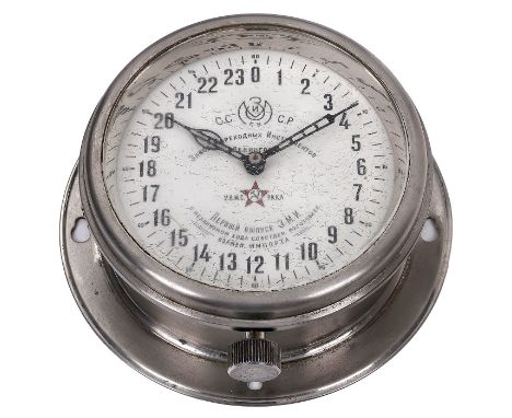 Russische U-Boot-Uhr, um 1957?A??? M????????? ??C???M????? - ???????A? (Fabrik für Schiffsinstrumente - Leningrad), gemarkt m
