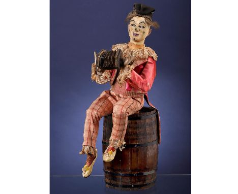 Musik-Puppenautomat "Claude der Clown" von Gustave Vichy, um 1890Darstellung eines fröhlich die Ziehharmonika spielenden Clow