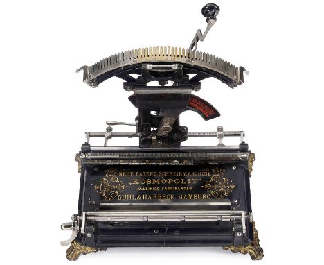 Kosmopolit-Schreibmaschine, 1888Zweite deutsche Schreibmaschine des Hamburger Nähmaschinenherstellers Guhl &amp; Harbeck nach
