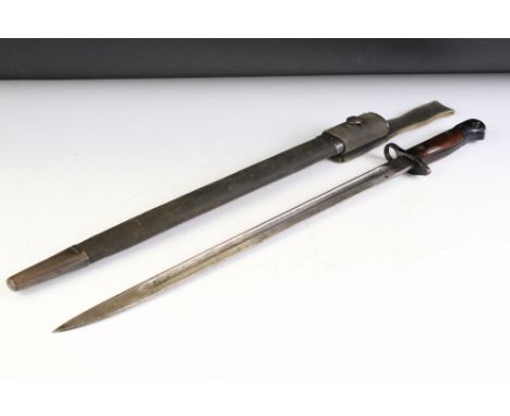 A British World War One 1907 Pattern Bayonet Complete With Scabbard And Canvas Frog. 