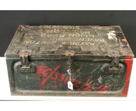 A British Military Metal Ammunition / Storage Trunk Named To Major K. Ashton. 
