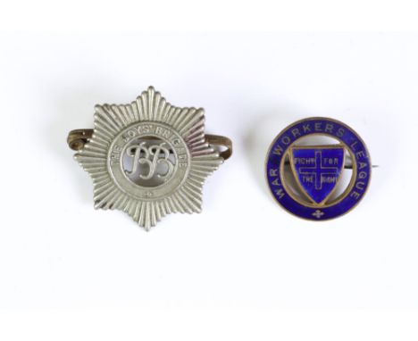 A British World War One Blue Enamel War Workers League Badge Together With A Boys Brigade Cap Badge. 