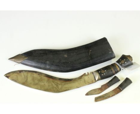 A Half Size Gurkha Kukri Knife Complete With Scabbard And Tools. 