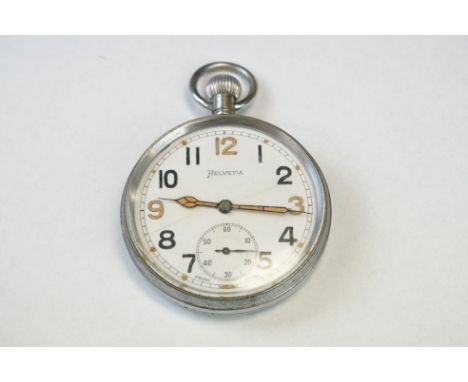 A British Military Issued World War Two G.S/T.P Pocket Watch No.172746, Maker Marked Helvetia And Stamped With The British Br