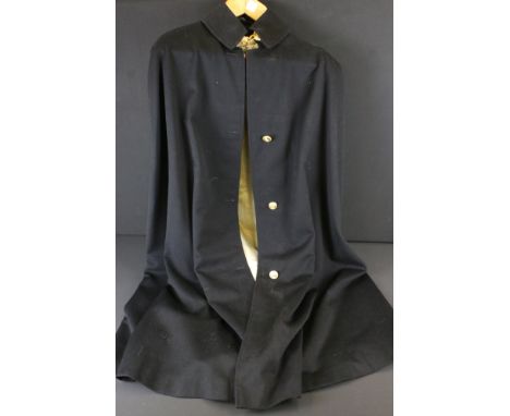 A Mid-20th Century Royal Naval Officer’s Boat Cloak In Blue Wool, With Gilt Lion Head Cape Chains And Gilt Buttons And White 