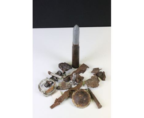 A Small Collection Of Battlefield Found Shrapnel And Spent Ammunition To Inside Spitfire And Hurricane Parts. 