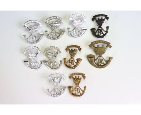 A Collection Of British Military Somerset Light Infantry Collar Badges, To Include Brass, White Metal And Staybrite Examples,