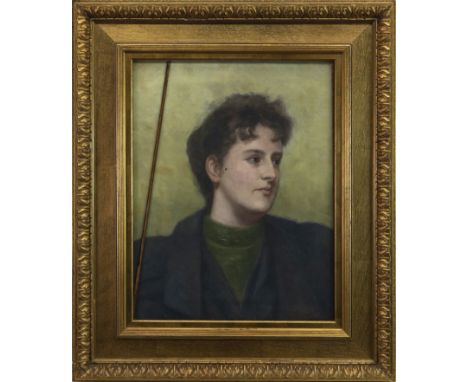 M C COOK (SCOTTISH SCHOOL 20TH CENTURY), PORTRAIT OF MISS M G CAMPBELL oil on panel, signed and dated indistinctly 56cm x 44c