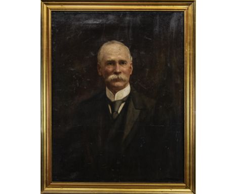BRITISH SCHOOL (19TH CENTURY), HALF LENGTH PORTRAIT OF A GENTLEMAN oil on canvas 90cm x 70cn Framed