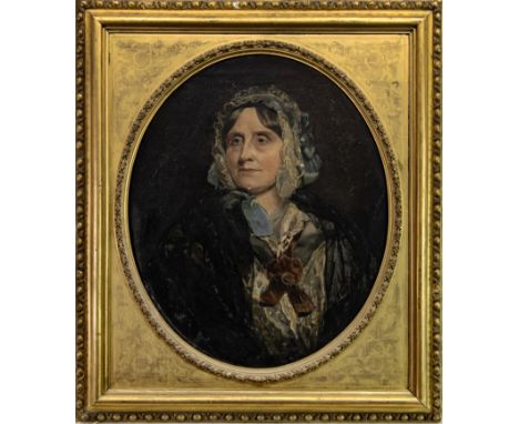 BRITISH SCHOOL (19TH CENTURY), HALF LENGTH PORTRAIT OF A LADY oil on canvas 74cm x 60cm Framed