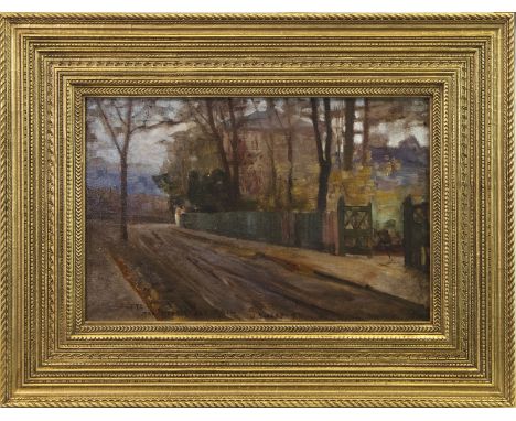 SIR JOHN LAVERY RA RSA RHA (IRISH/BRITISH 1856 - 1941), SKETCH, THE HOSPITABLE GATE oil on panel, signed, titled and dated '8