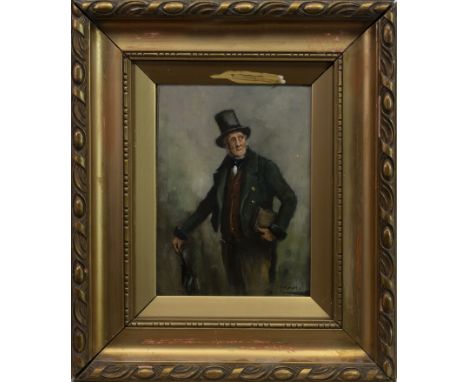 GEORGE AIKMAN (SCOTTISH 1830 - 1905), PORTRAIT OF A GENTLEMAN oil on panel, signed 25.5cm x 16cm Framed