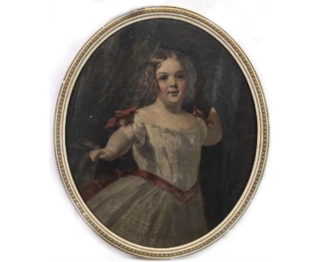 SCOTTISH SCHOOL, OVAL PORTRAIT OF A YOUNG GIRL oil on canvas 79cm x 66cm Framed and under glass Label verso: James M'Oluee &a