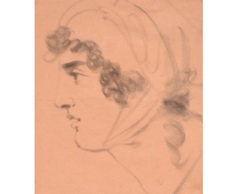 Attributed to Johann Heinrich Wilhelm Tischbein (German 1751-1829)Head study, purported to be a portrait of Lady Hamilton Bla