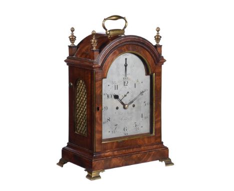 A mahogany bracket clock, Robert Morris, London, with eight-day twin fusee movement striking on a gong and signed for the mak