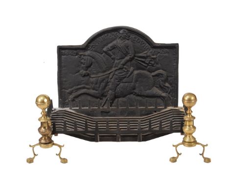 A collection of various fire furniture, various dates 19th and 20th century, comprising; a pair of brass andirons with ball f
